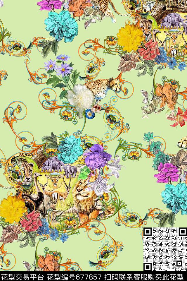 花卉碎花豹子数码印花华亿平台下载（图片编号: 677857） - 瓦栏（Walan）