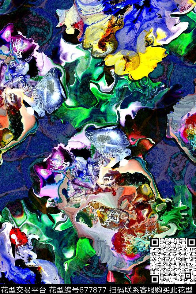 抽象几何拼接数码印花华亿平台下载（图片编号: 677877） - 瓦栏（Walan）