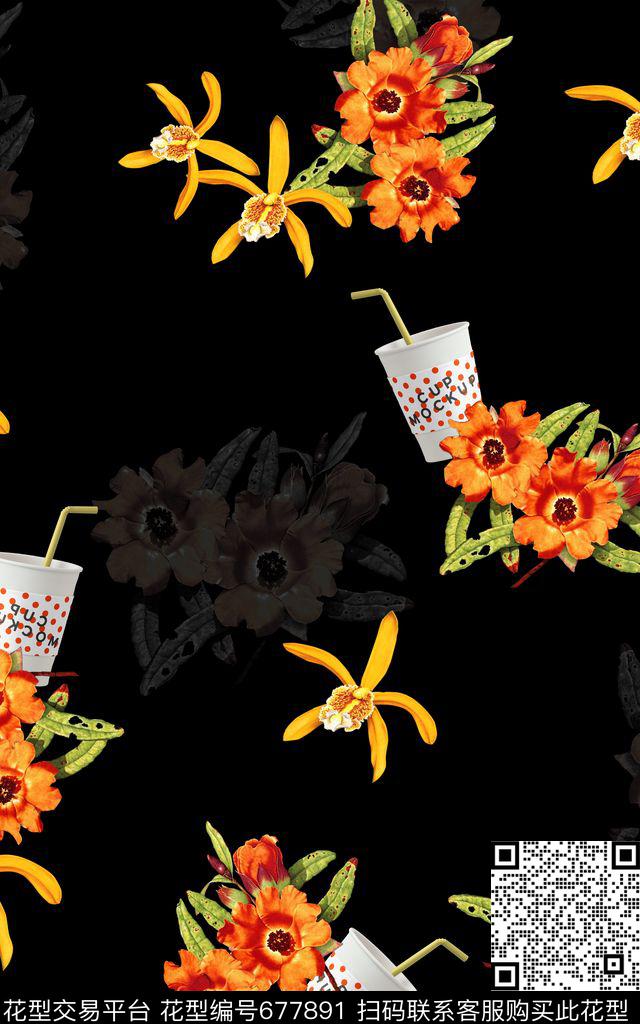 大花牡丹玫瑰数码印花华亿平台下载（图片编号: 677891） - 瓦栏（Walan）