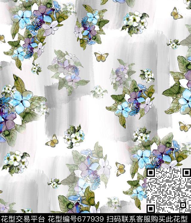 小碎花抽象花卉数码印花华亿平台下载（图片编号: 677939） - 瓦栏（Walan）