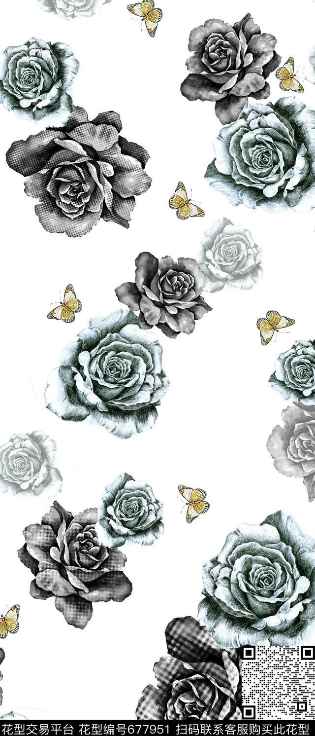 复古花卉复古数码印花华亿平台下载（图片编号: 677951） - 瓦栏（Walan）
