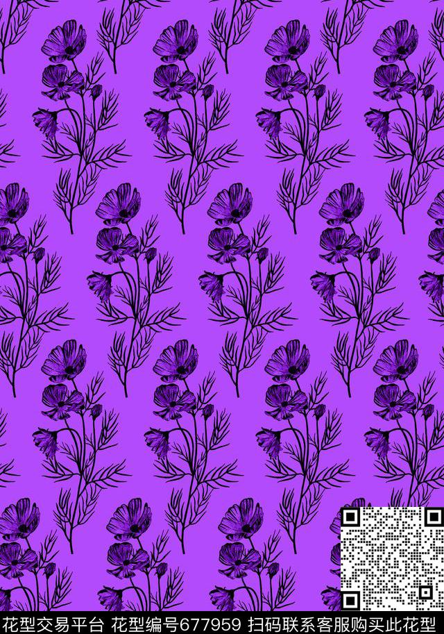 花卉简约花卉传统印花华亿平台下载（图片编号: 677959） - 瓦栏（Walan）