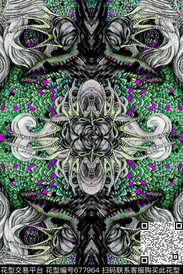 复古抽象几何数码印花华亿平台下载（图片编号: 677964） - 瓦栏（Walan）