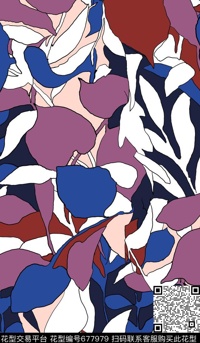 几何花卉叶子传统印花华亿平台下载（图片编号: 677979） - 瓦栏（Walan）