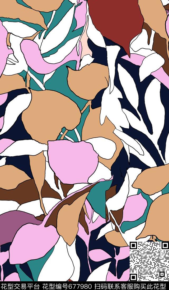 几何花卉叶子传统印花华亿平台下载（图片编号: 677980） - 瓦栏（Walan）