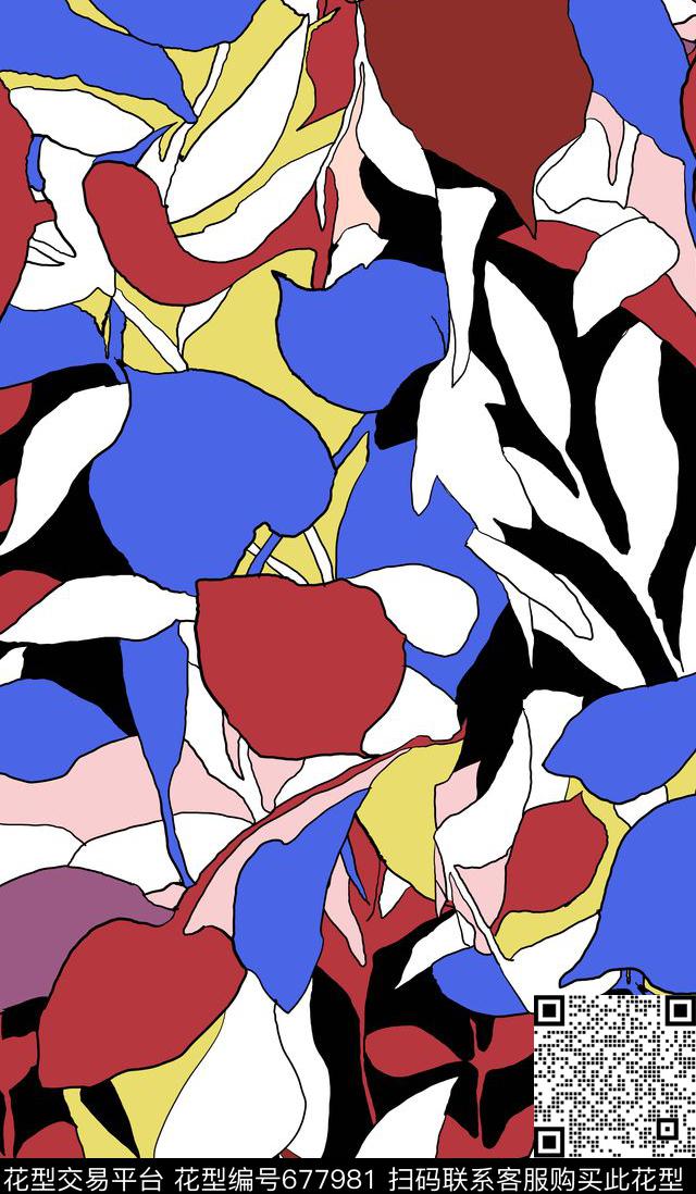 几何花卉叶子传统印花华亿平台下载（图片编号: 677981） - 瓦栏（Walan）