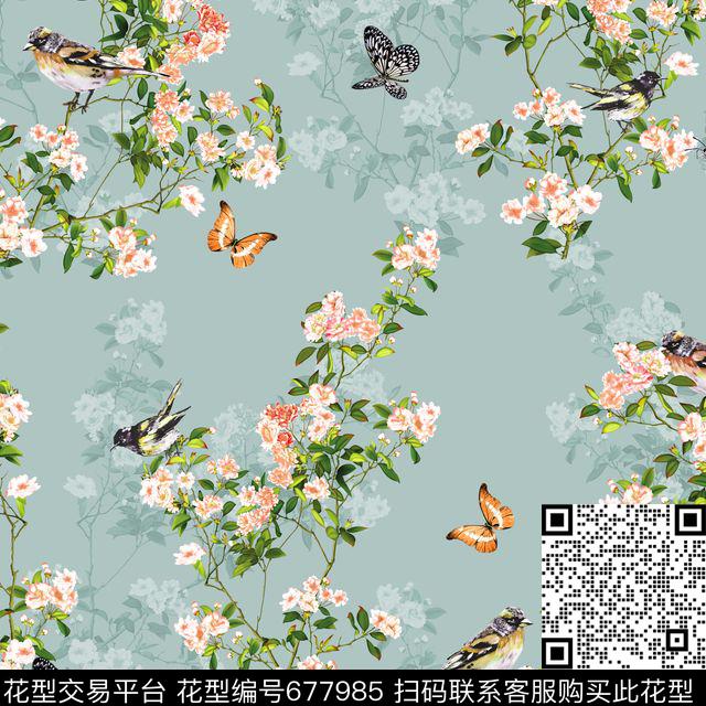 大方小清新花卉数码印花华亿平台下载（图片编号: 677985） - 瓦栏（Walan）