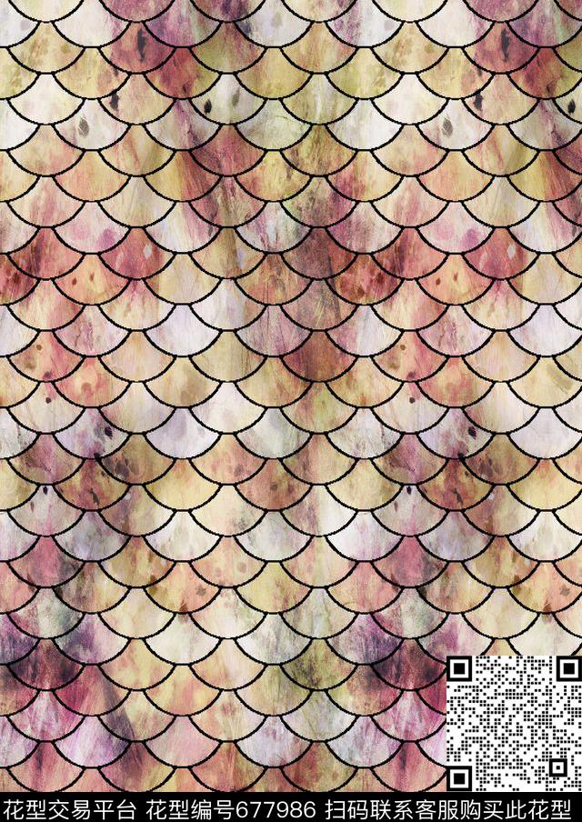 动物纹鳞片鱼鳞纹数码印花华亿平台下载（图片编号: 677986） - 瓦栏（Walan）