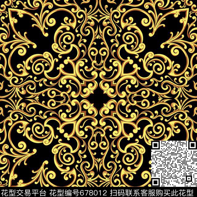 欧式卷草大牌传统印花华亿平台下载（图片编号: 678012） - 瓦栏（Walan）