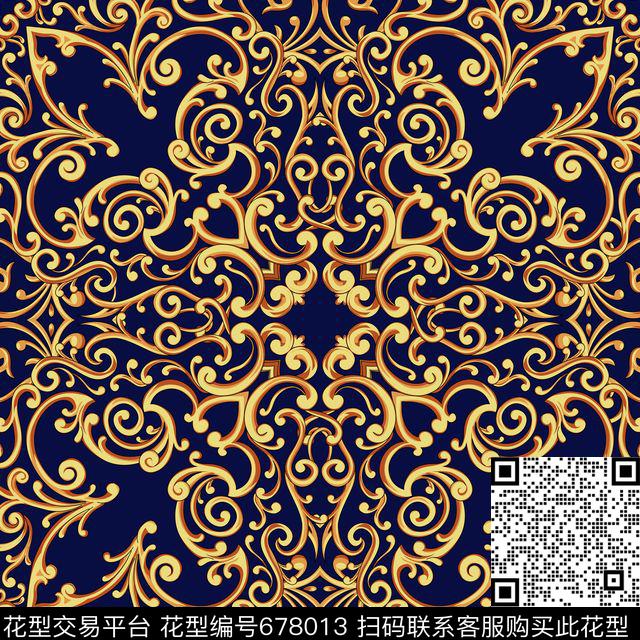 欧式卷草大牌传统印花华亿平台下载（图片编号: 678013） - 瓦栏（Walan）