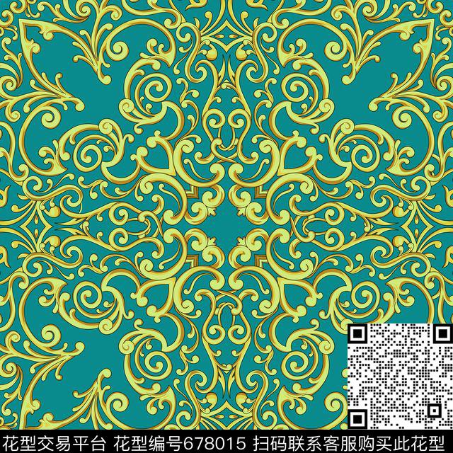 欧式卷草大牌传统印花华亿平台下载（图片编号: 678015） - 瓦栏（Walan）
