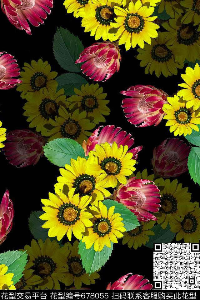 花朵花卉数码印花华亿平台下载（图片编号: 678055） - 瓦栏（Walan）