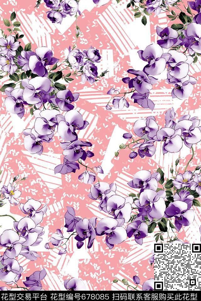 花卉小花几何传统印花华亿平台下载（图片编号: 678085） - 瓦栏（Walan）
