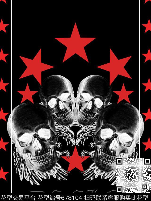 骷髅头潮牌PP数码印花华亿平台下载（图片编号: 678104） - 瓦栏（Walan）
