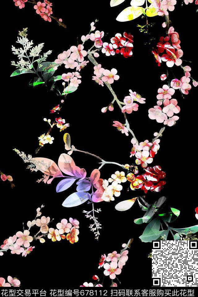 面料花花卉清爽花卉数码印花华亿平台下载（图片编号: 678112） - 瓦栏（Walan）