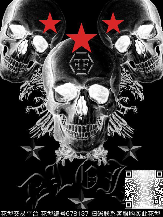 骷髅头潮牌PP数码印花华亿平台下载（图片编号: 678137） - 瓦栏（Walan）