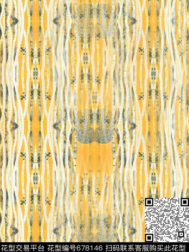 复古水墨莲数码印花华亿平台下载（图片编号: 678146） - 瓦栏（Walan）