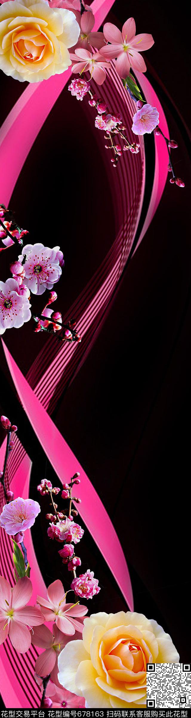 流行时尚花朵花卉数码印花华亿平台下载（图片编号: 678163） - 瓦栏（Walan）