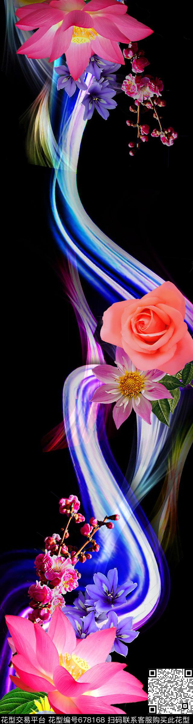 流行时尚花朵花卉数码印花华亿平台下载（图片编号: 678168） - 瓦栏（Walan）
