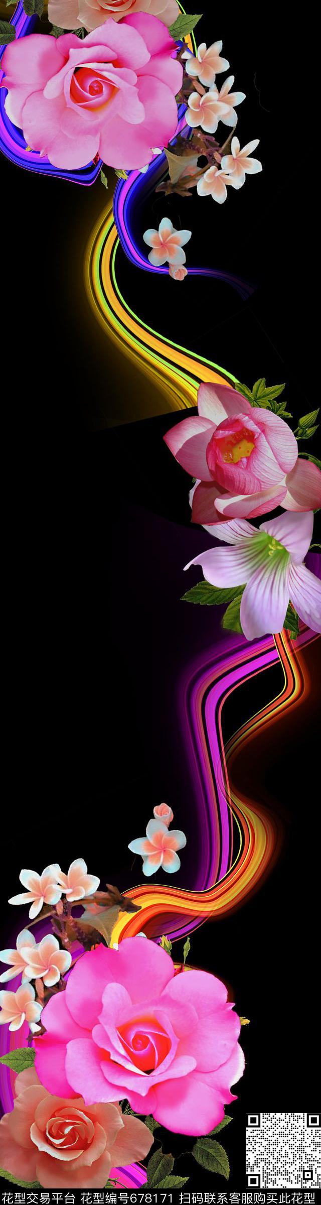 流行时尚花朵花卉数码印花华亿平台下载（图片编号: 678171） - 瓦栏（Walan）