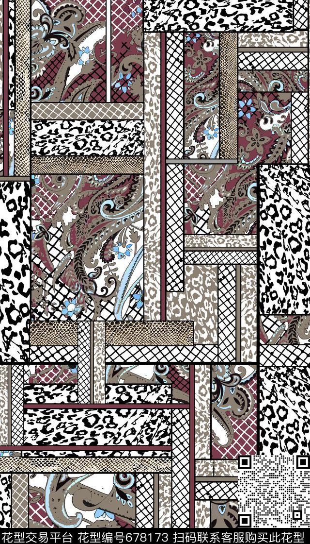 animalabstractline数码印花华亿平台下载（图片编号: 678173） - 瓦栏（Walan）