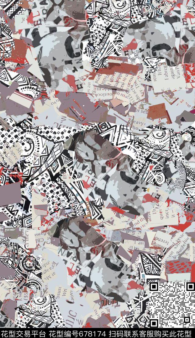 patternmixedabstract数码印花华亿平台下载（图片编号: 678174） - 瓦栏（Walan）