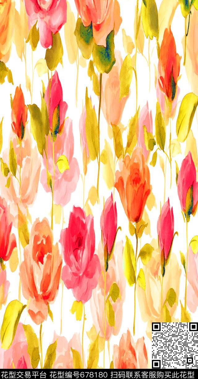 abstractmixedflower数码印花华亿平台下载（图片编号: 678180） - 瓦栏（Walan）