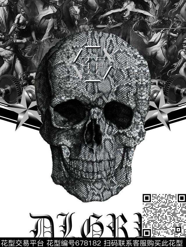 骷髅头潮牌PP数码印花华亿平台下载（图片编号: 678182） - 瓦栏（Walan）