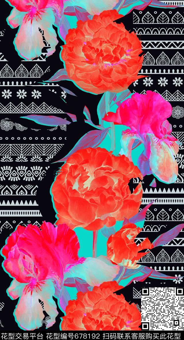 patternabstractflower数码印花华亿平台下载（图片编号: 678192） - 瓦栏（Walan）
