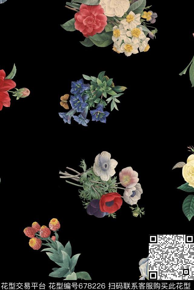 数码绿色花卉数码印花华亿平台下载（图片编号: 678226） - 瓦栏（Walan）