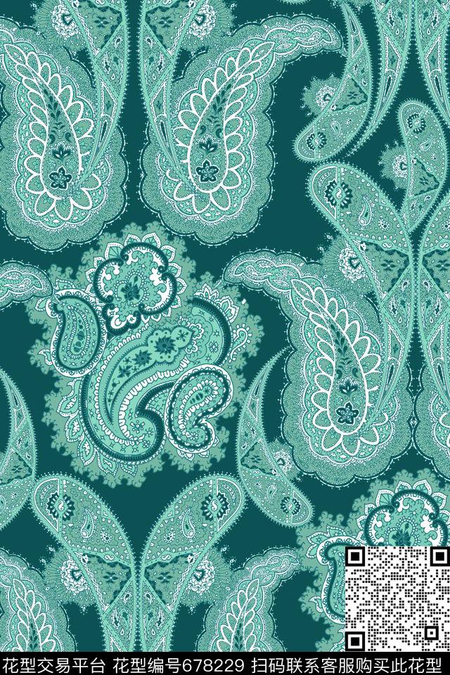 佩斯利腰果花纹传统印花华亿平台下载（图片编号: 678229） - 瓦栏（Walan）