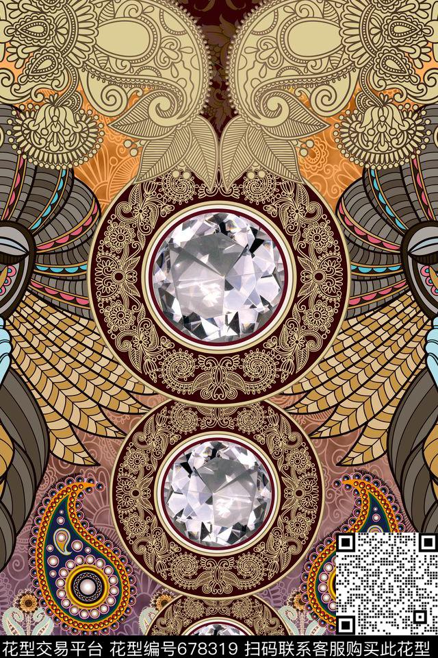 时尚大牌花纹数码印花华亿平台下载（图片编号: 678319） - 瓦栏（Walan）