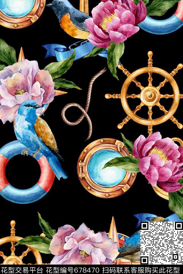花鸟花卉水手数码印花华亿平台下载（图片编号: 678470） - 瓦栏（Walan）