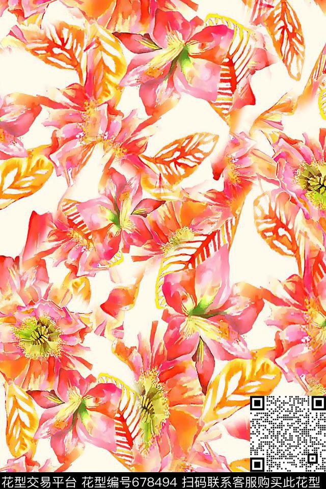 女装花卉春夏数码印花华亿平台下载（图片编号: 678494） - 瓦栏（Walan）
