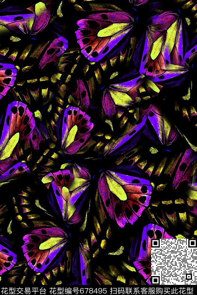 女装昆虫蝴蝶数码印花华亿平台下载（图片编号: 678495） - 瓦栏（Walan）