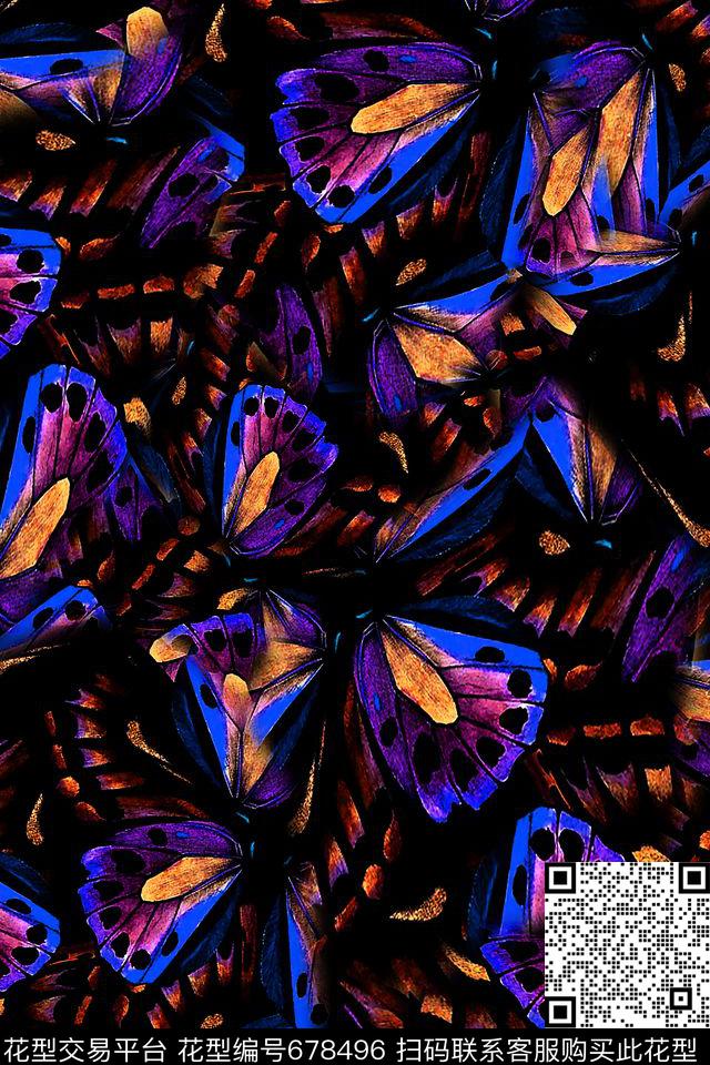 女装昆虫蝴蝶数码印花华亿平台下载（图片编号: 678496） - 瓦栏（Walan）