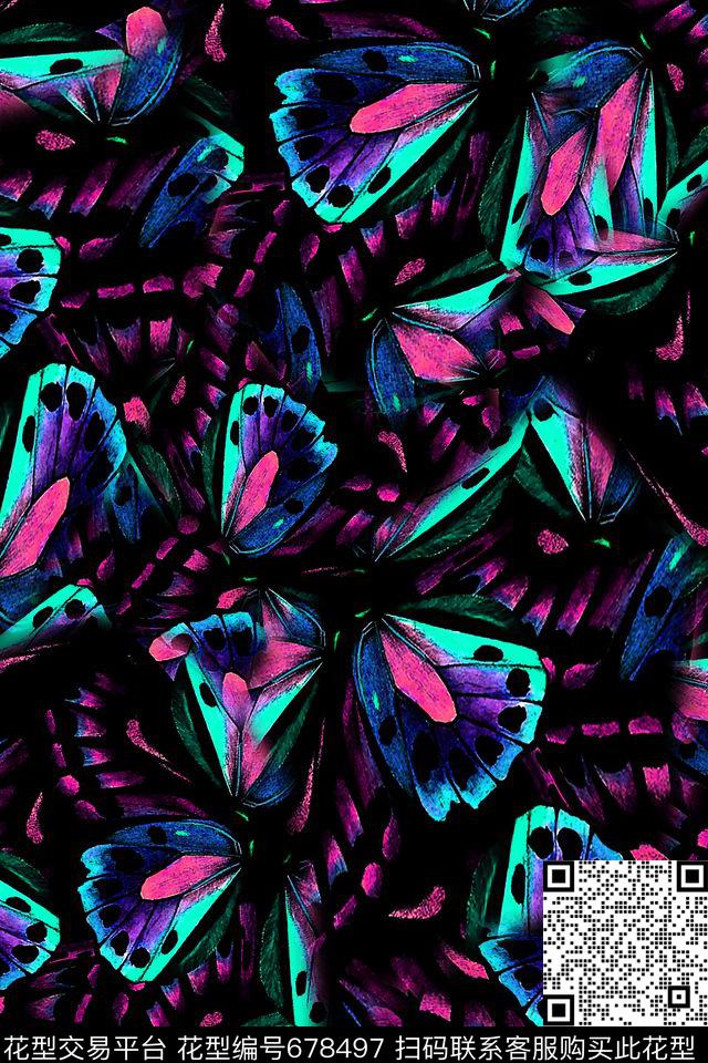 女装昆虫蝴蝶数码印花华亿平台下载（图片编号: 678497） - 瓦栏（Walan）