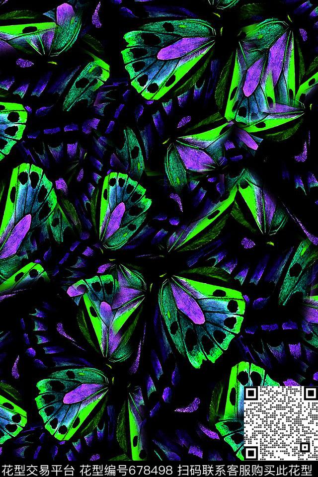 女装昆虫蝴蝶数码印花华亿平台下载（图片编号: 678498） - 瓦栏（Walan）