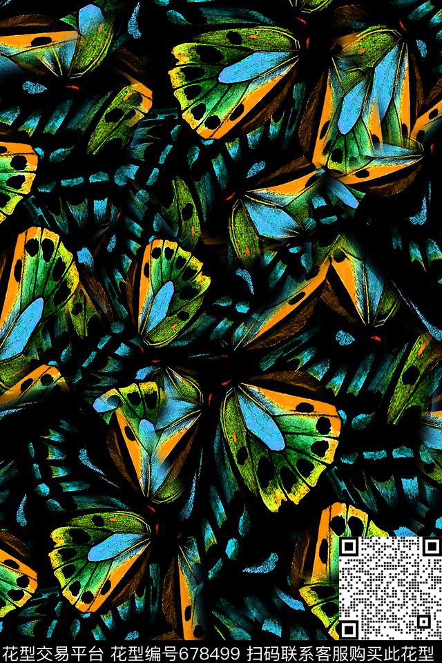 女装昆虫蝴蝶数码印花华亿平台下载（图片编号: 678499） - 瓦栏（Walan）