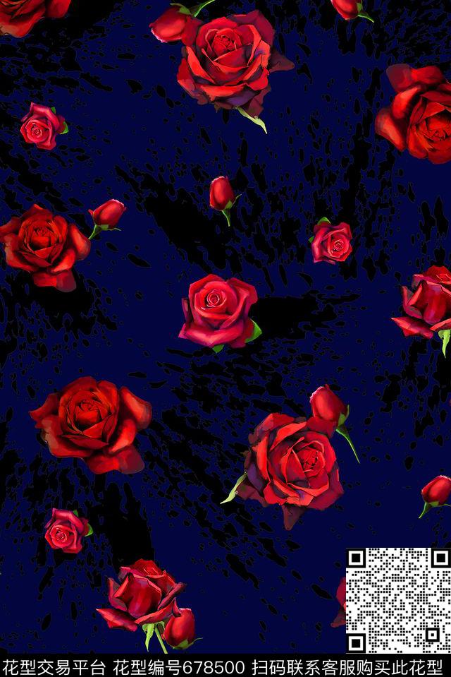 女装花卉抽象数码印花华亿平台下载（图片编号: 678500） - 瓦栏（Walan）