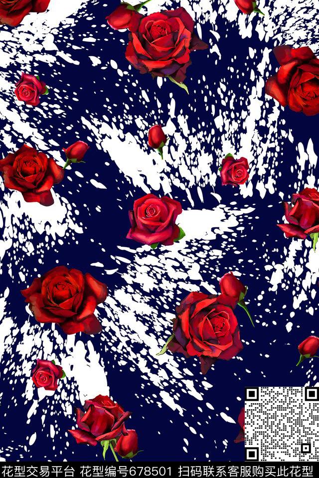 女装花卉抽象数码印花华亿平台下载（图片编号: 678501） - 瓦栏（Walan）