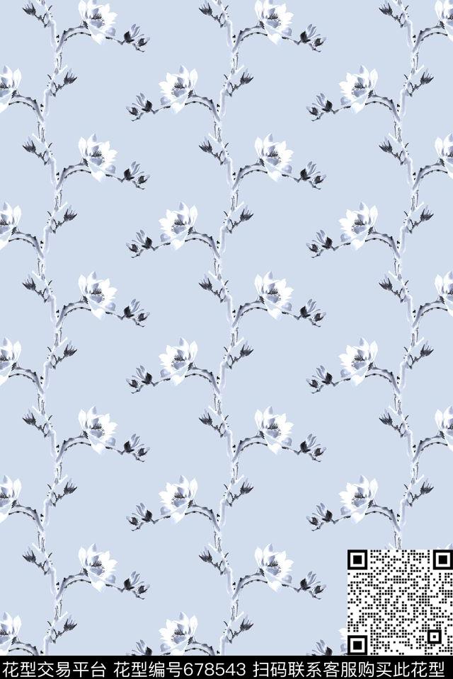 兰花花卉传统印花华亿平台下载（图片编号: 678543） - 瓦栏（Walan）