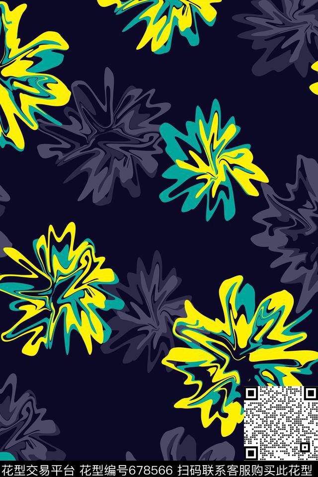 花卉大花花朵传统印花华亿平台下载（图片编号: 678566） - 瓦栏（Walan）