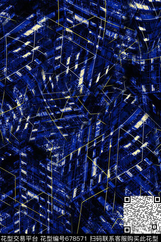 男装抽象几何数码印花华亿平台下载（图片编号: 678571） - 瓦栏（Walan）