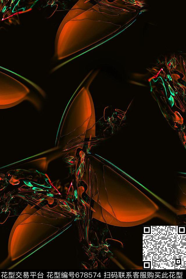 男装抽象金属数码印花华亿平台下载（图片编号: 678574） - 瓦栏（Walan）