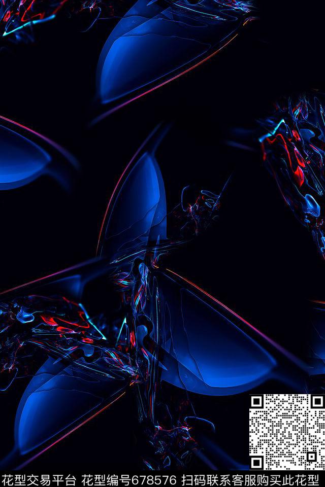 男装抽象金属数码印花华亿平台下载（图片编号: 678576） - 瓦栏（Walan）