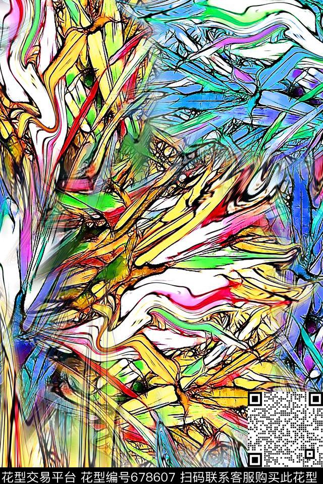 抽象扭曲变形数码印花华亿平台下载（图片编号: 678607） - 瓦栏（Walan）