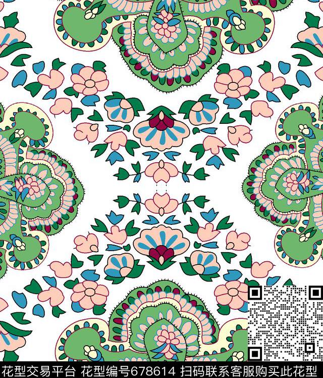大花小碎花花卉传统印花华亿平台下载（图片编号: 678614） - 瓦栏（Walan）
