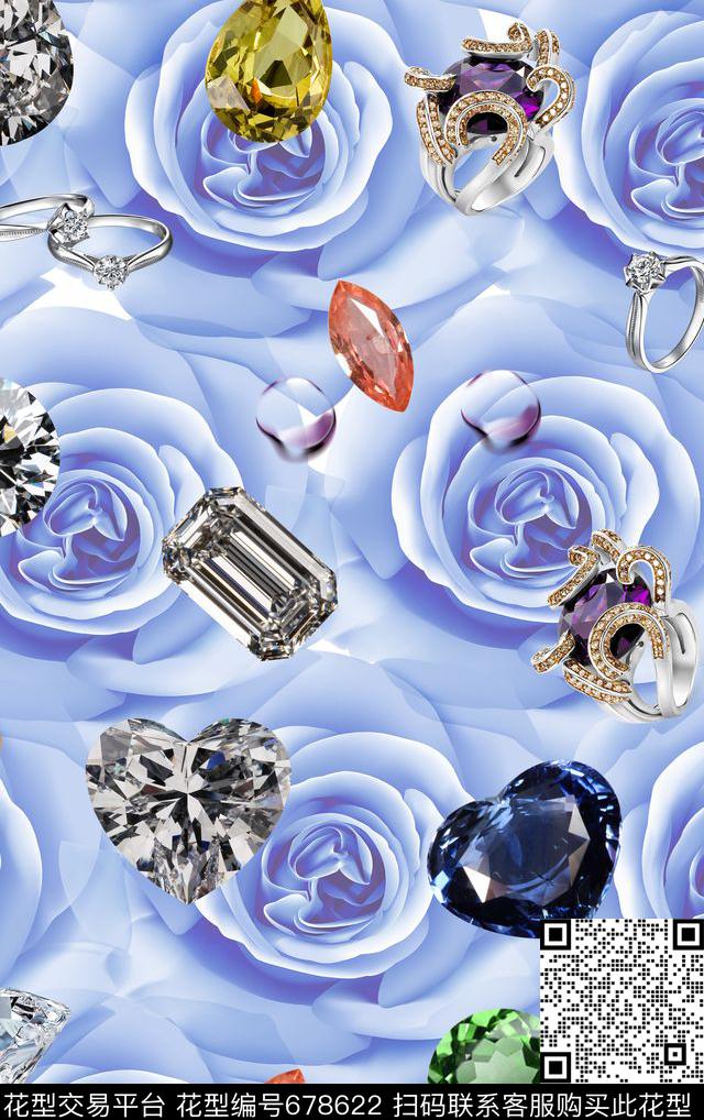 花朵玫瑰花卉数码印花华亿平台下载（图片编号: 678622） - 瓦栏（Walan）