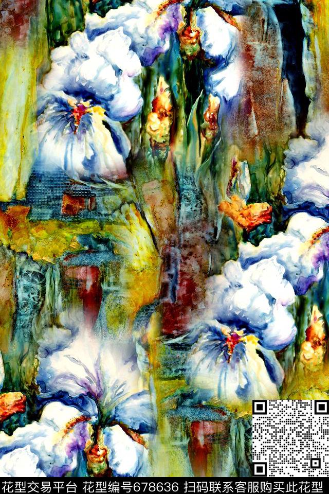 抽象几何拼接数码印花华亿平台下载（图片编号: 678636） - 瓦栏（Walan）